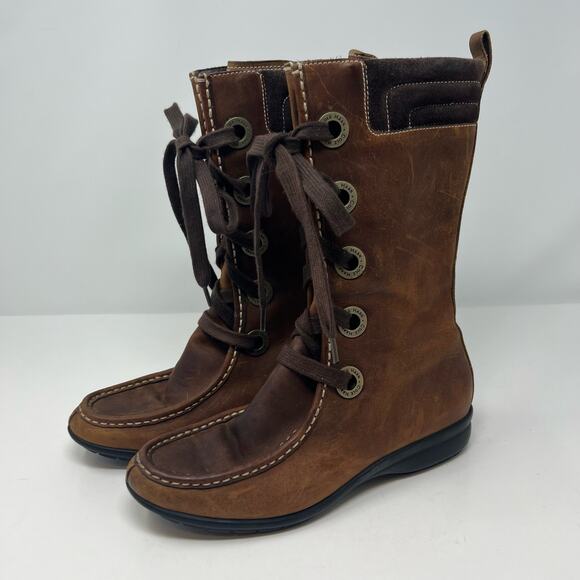 Cole Haan Women's Boots Size 6 Brown Leather Lace Up Waterproof - Picture 12 of 13